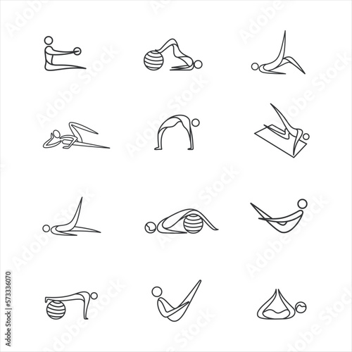 pilates line art illustrations vector element