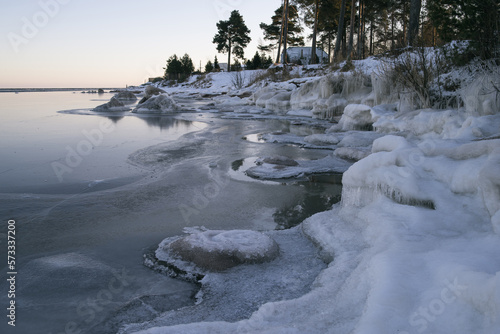 Winter landscape in the Leningrad region, Russian winter, near St. Petersburg