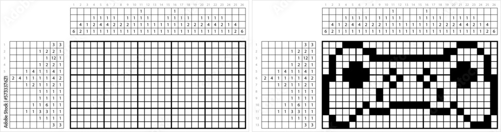 Fototapeta premium Game Controller Icon Nonogram Pixel Art M_2302001