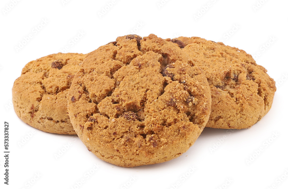 Chocolate chip cookie on a white background Chocolate chip cookie on a white background