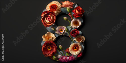 Floral card for 8 March. March 8 women s day design. Women s day concept design for international woman celebration. Flowers frame. AI generative