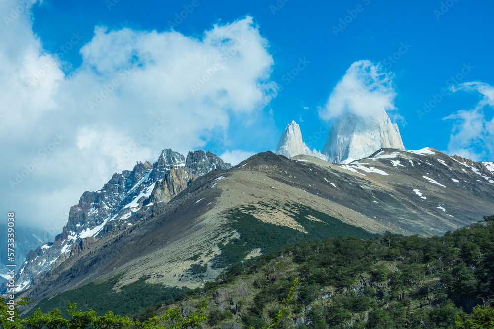 Panoramic view of Cerro Torre (Torre Mountain) from a viewpoint - El Chaltén, Argentina