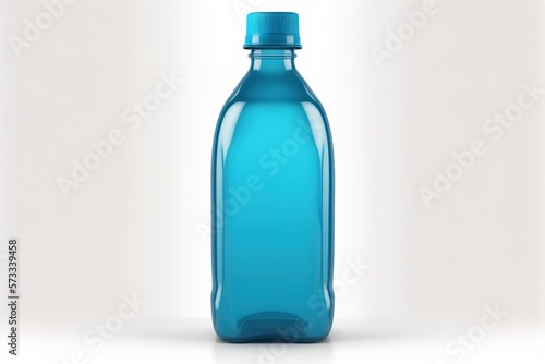 blank blue platic bottle on a white background photo