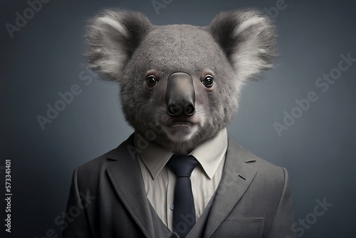 A Kola in a Formal Business Suit Against a Grey Background Created by Generative AI Technology