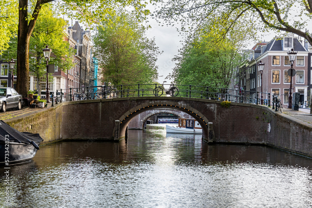 Bridge over the canal in the city of Amsterdam