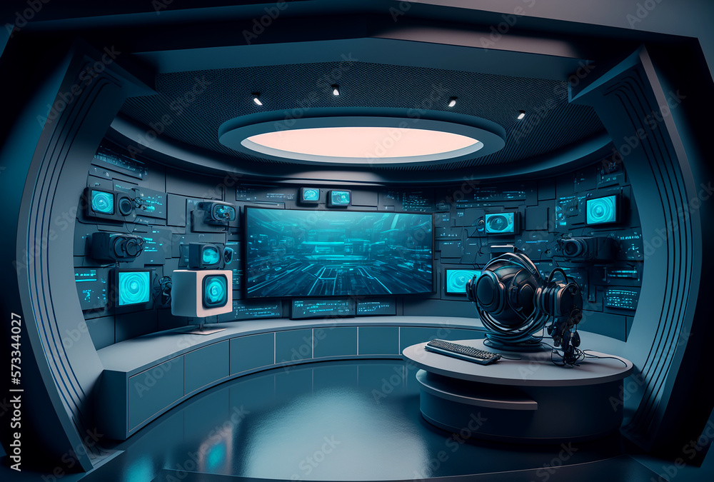 Obraz premium Modern TV studio interior, generative ai