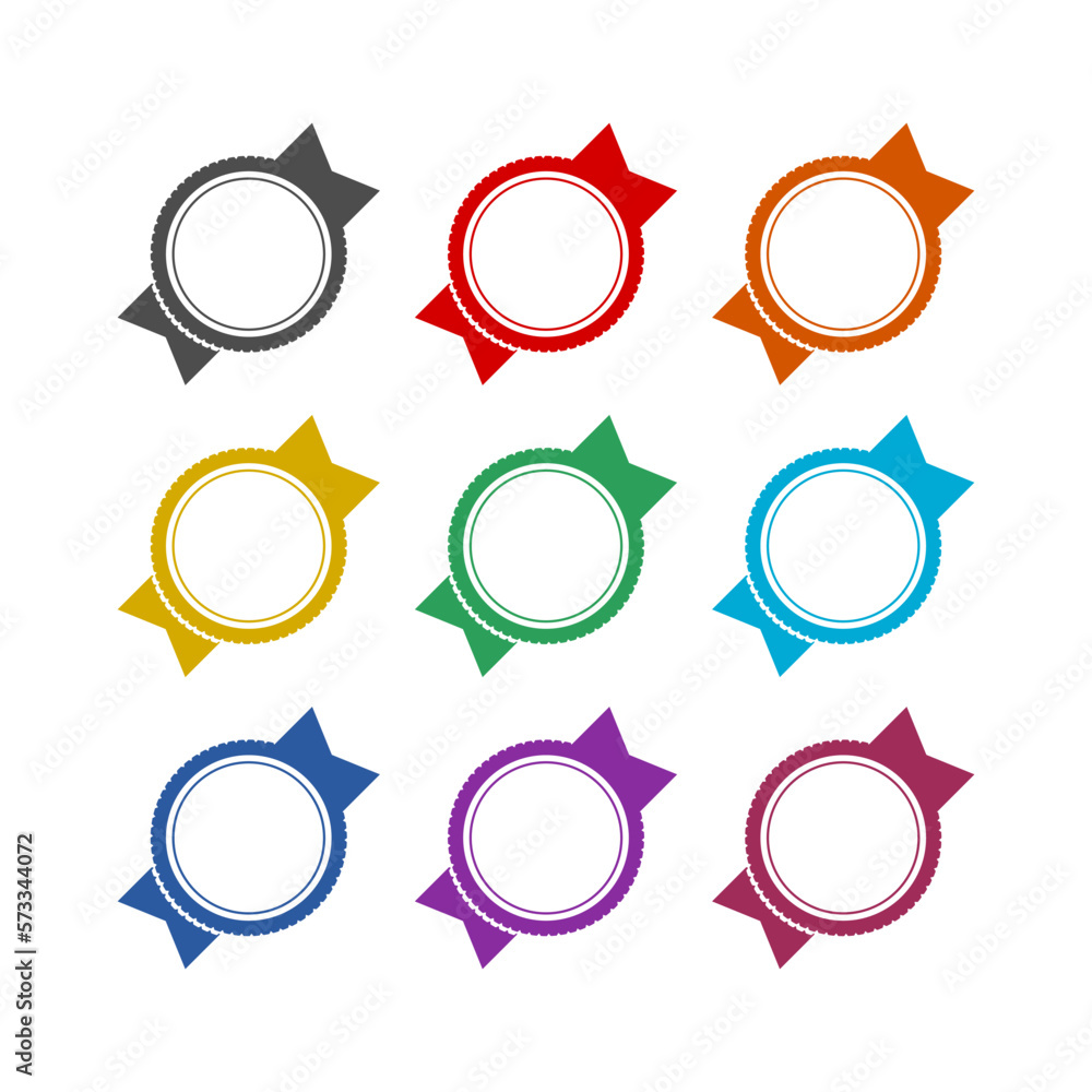 Award with ribbon brochure element design icon isolated on white background. Set icons colorful Award with ribbon brochure element design icon isolated on white background. Set icons colorful