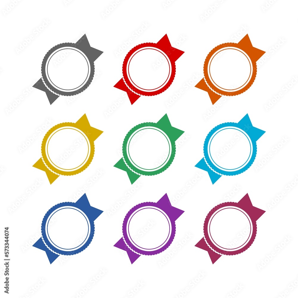 Award with ribbon brochure element design icon isolated on white background. Set icons colorful Award with ribbon brochure element design icon isolated on white background. Set icons colorful