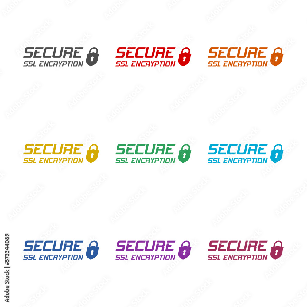 Fototapeta premium SSL secure https connection icon isolated on white background. Set icons colorful