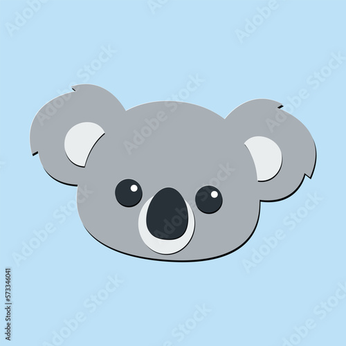 Cute koala face paper cut style, vector illustration