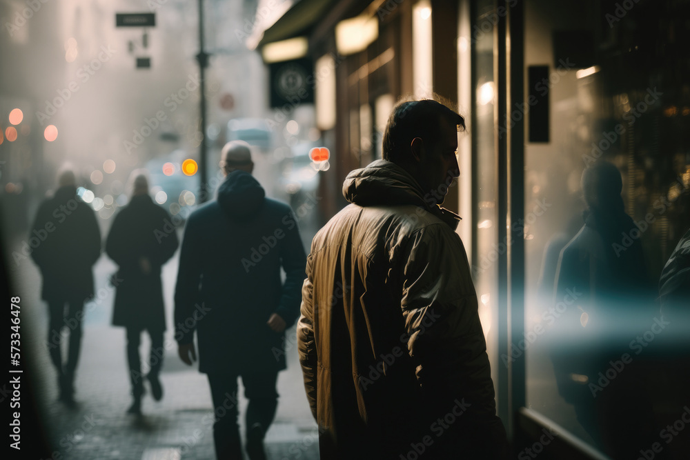 People walking on the street. Illustration AI Generative People walking on the street. Illustration AI Generative