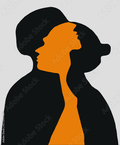 silhouette of a couple against a grey background,Vector