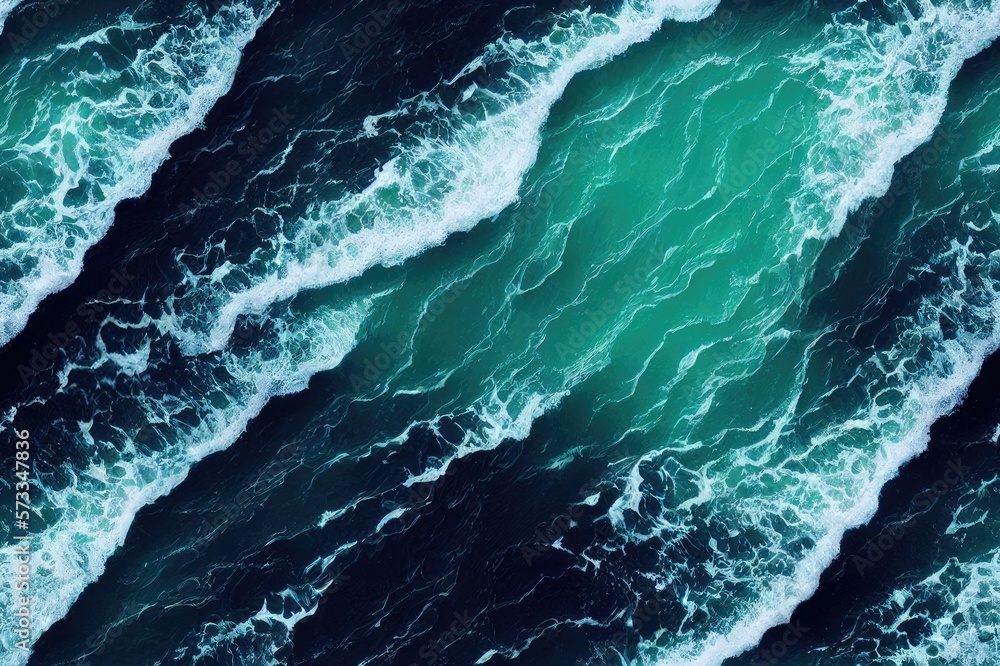 Blue Aqua Azure Ocean Sea Waves and Swirling Water Seamless Repeating ...