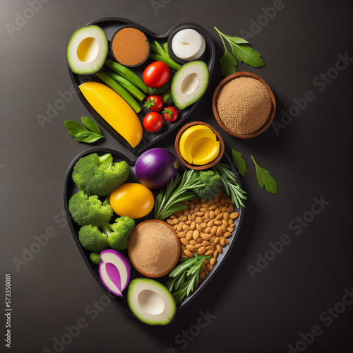 IA comida vegana, comida vegetal, comida sana, menú vegano