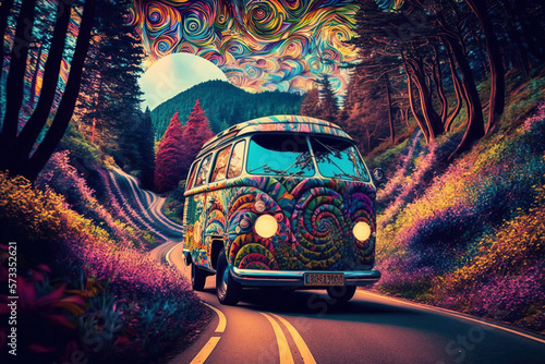 LSD hippie culture concept