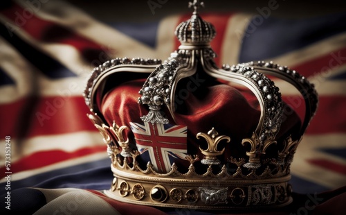 Photo Abstract Desktop wallpaper with British crown and British flag in the background