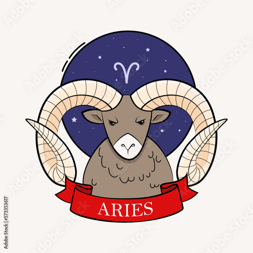 Head of the ram. Zodiac aries horoscope sign line art silhouette design vector illustration.