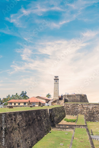 Beautiful view of the famous tower in Fort Galle, Sri Lanka, on a sunny day photo