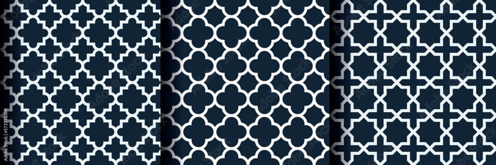 Classic fabric seamless pattern. Quatrefoil geometric seamless pattern.
