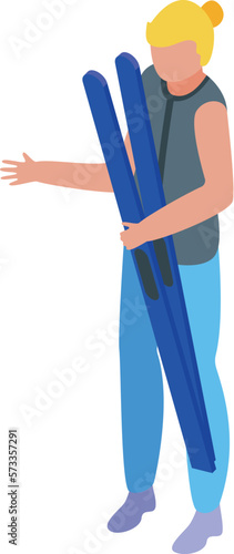 Water skiing equipment icon isometric vector. People ski. Sport summer