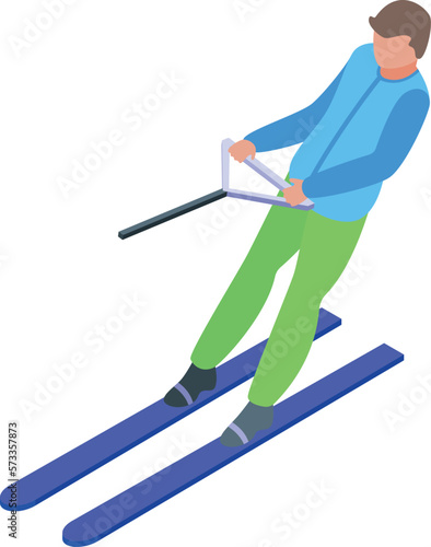 Water skier icon isometric vector. Summer fun. Diving man