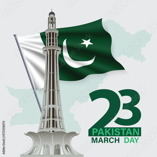 23 march pakistan day with flag banner photo