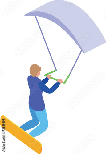 Kitesurfing action icon isometric vector. Wind surf. Active speed