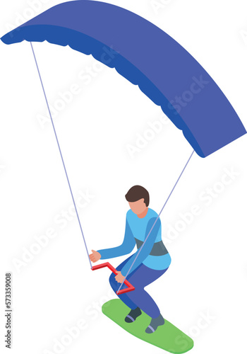 Active sport icon isometric vector. Speed kitesurfing. Wind surf