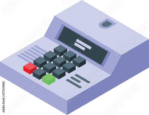 Button device icon isometric vector. Electronic vote. Digital box