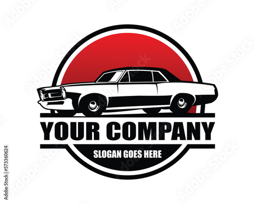 Pontiac GTO Judge silhouette. legendary muscle car vector design of 1969. isolated white background view from side. Best for its incredible speed, logo, badge, emblem, icon, sticker design.