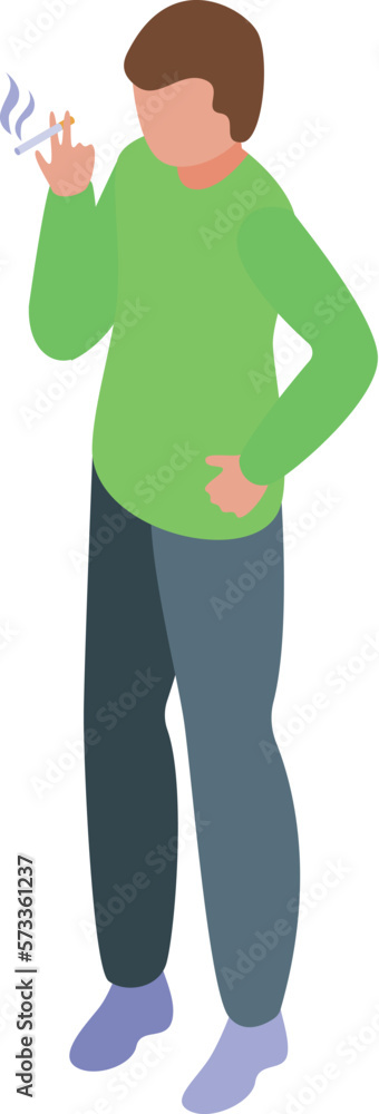 Boy smoking icon isometric vector. Health disease. Passive person Boy smoking icon isometric vector. Health disease. Passive person