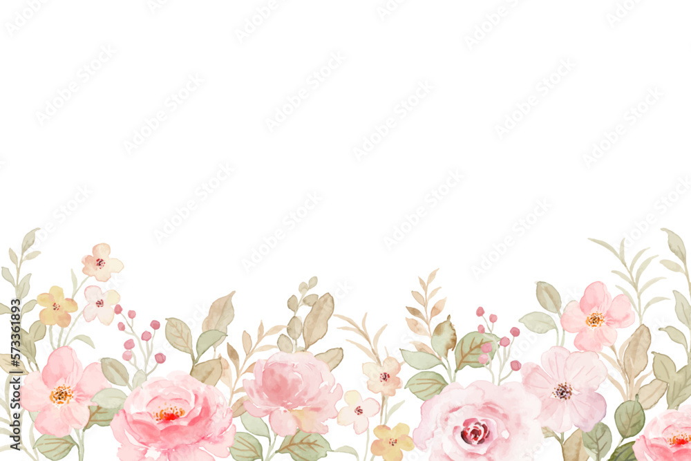 Watercolor soft pink flower garden background