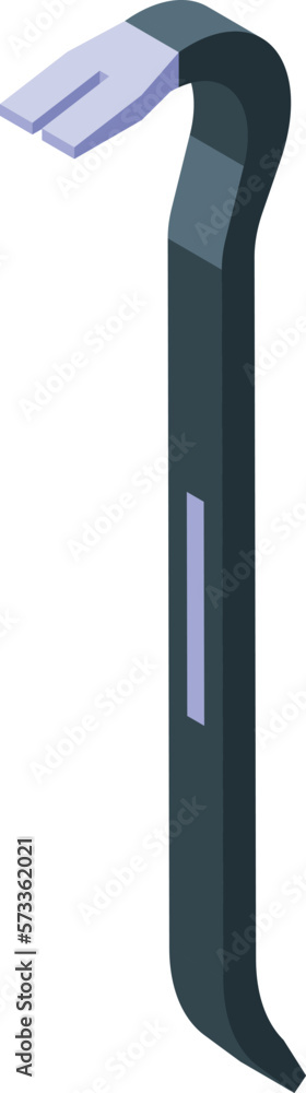 Black crowbar icon isometric vector. Hand lever. Thief tool Black crowbar icon isometric vector. Hand lever. Thief tool