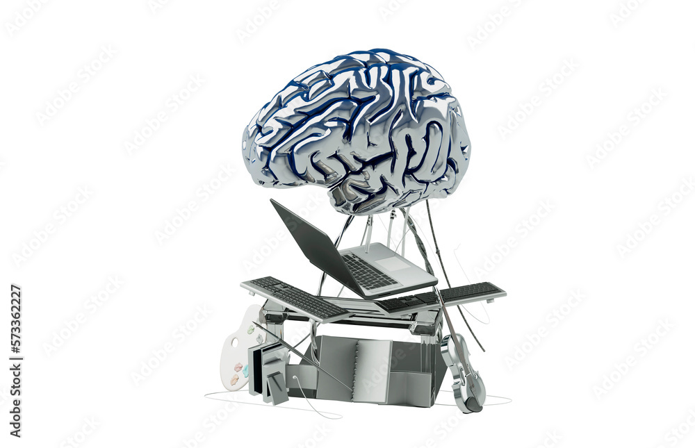 the concept of artificial intelligence in the form of a robot brain working on the creation of content on the
Internet 3d render the concept of artificial intelligence in the form of a robot brain working on the creation of content on the
Internet 3d render