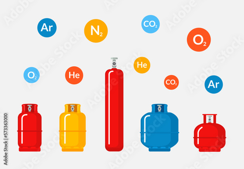 Gas cylinder vector tank. Lpg propane bottle icon container. Oxygen gas cylinder canister fuel storage