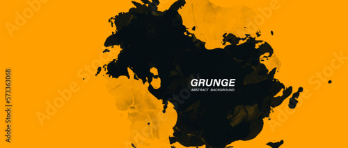 Black and yellow abstract background with brushstroke vector illustration