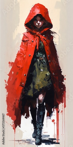 Little red riding hood, oil painting, Generative ai