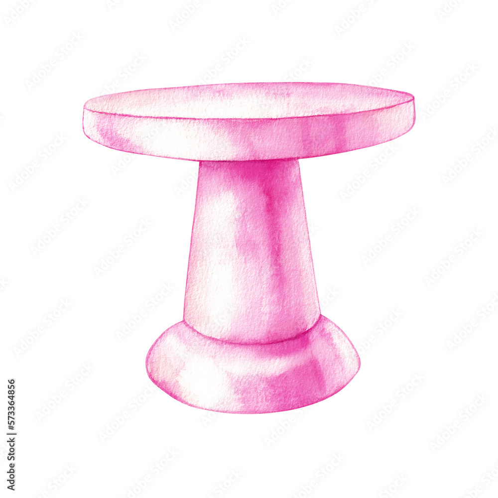 Watercolor pink cake stand on a white background Watercolor pink cake stand on a white background