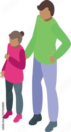 Single father kid icon isometric vector. Child happy. Son love