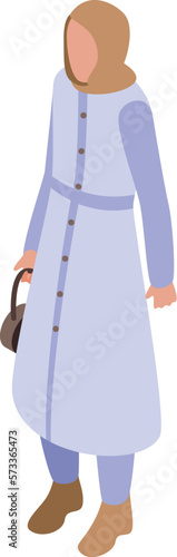 Female fashion icon isometric vector. Dress islam. Saudi traditional