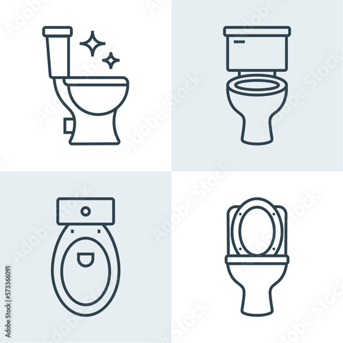 Toilet line icon bowl sanitaryware vector bathroom. Bidet toilet line icon