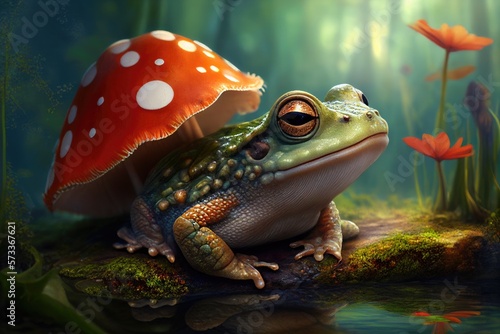 Frog growing a mushroom on his back