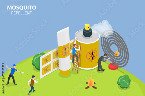 3D Isometric Flat Vector Conceptual Illustration of Mosquito Repellent, Insect Bite Prevention
