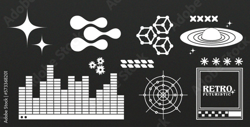 set of retro futuristic shape element clip srt