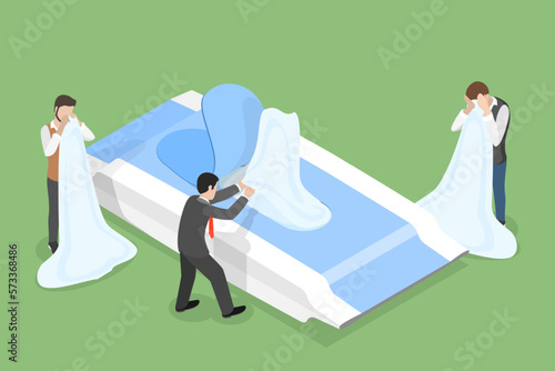 3D Isometric Flat Vector Conceptual Illustration of Wet Tissue Using, Infectious Disease Prevention