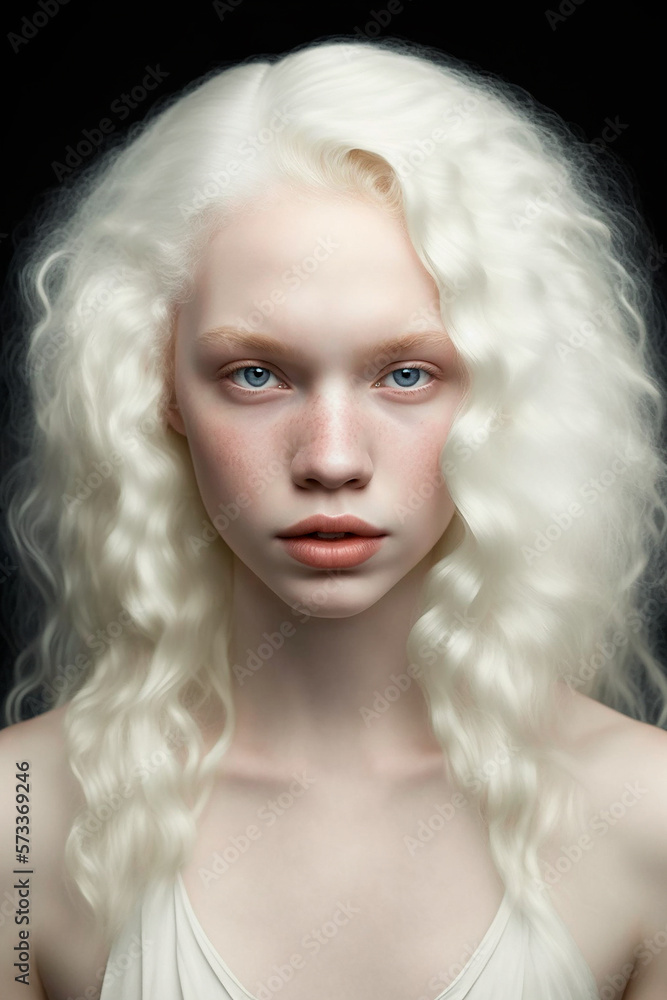 close up of a albino woman. generative Ai