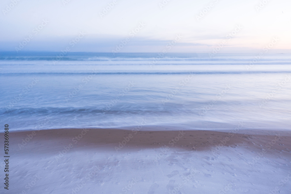 Sea view. Winter beach. blur due to long exposure