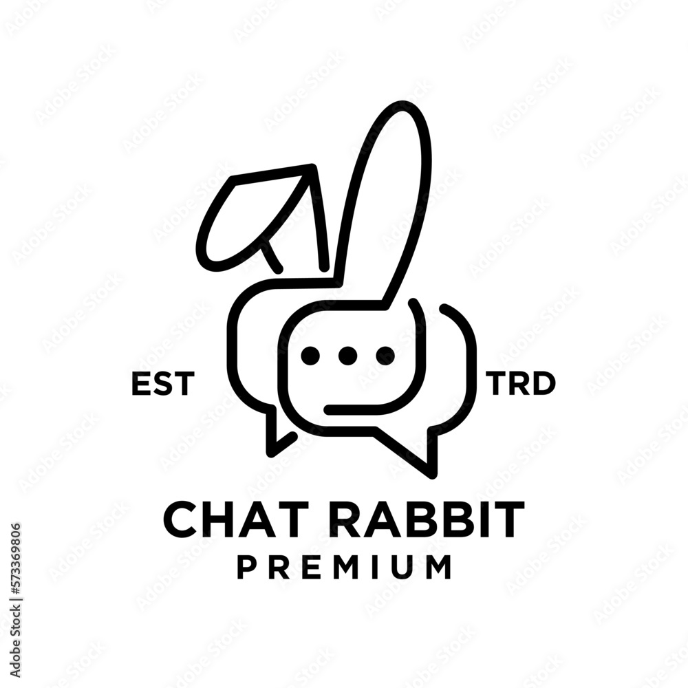 Fototapeta premium chat rabbit logo icon design illustration line
