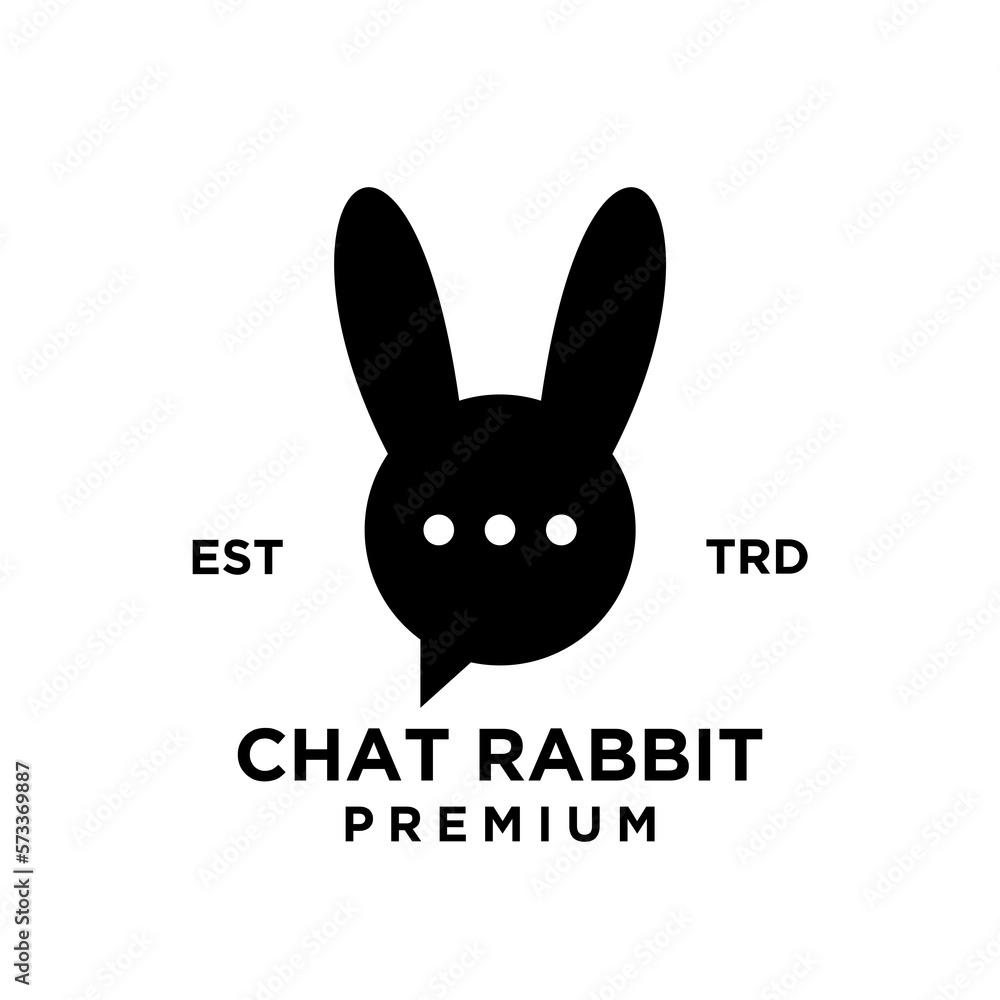 chat rabbit logo icon design illustration black chat rabbit logo icon design illustration black
