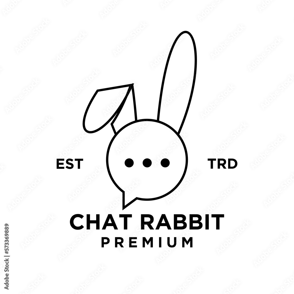 chat rabbit logo icon design illustration line chat rabbit logo icon design illustration line